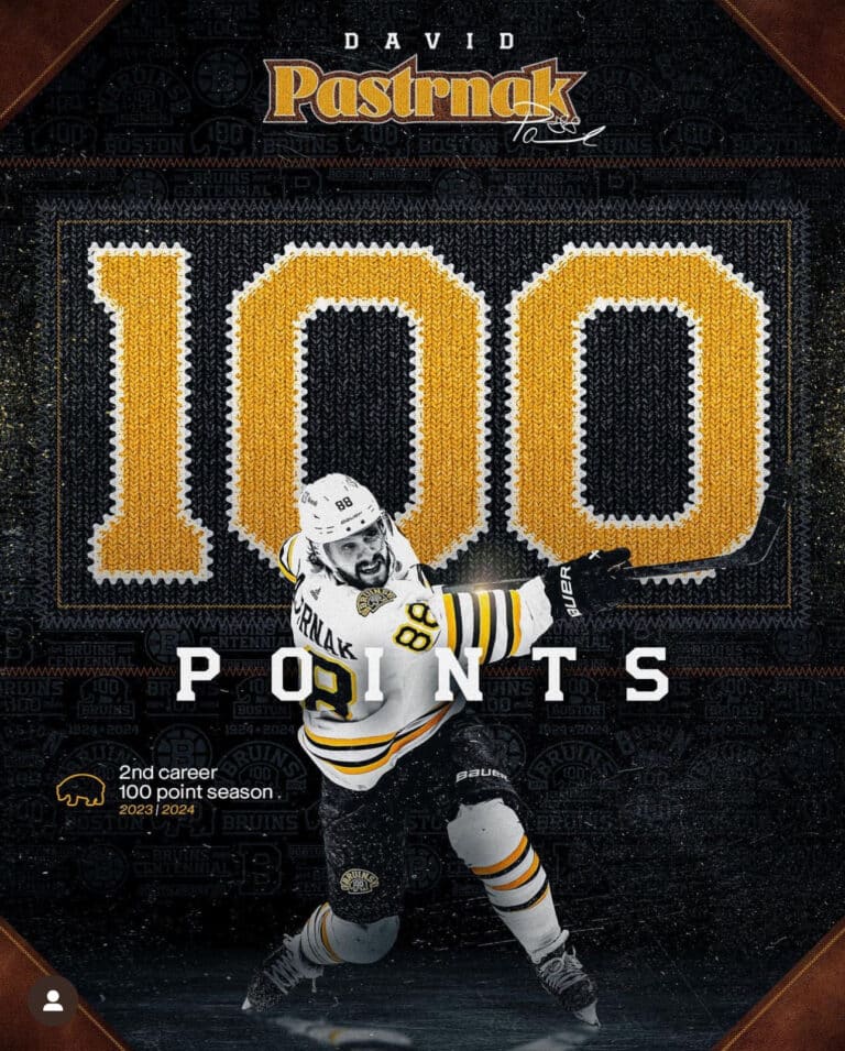 David Pastrňák dosáhl podruhé 100 bodů v sezóně!